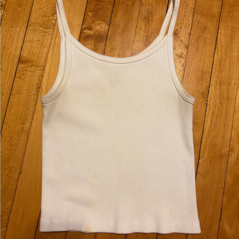 Brandy Melville White Fitted Ribbed Tank Top